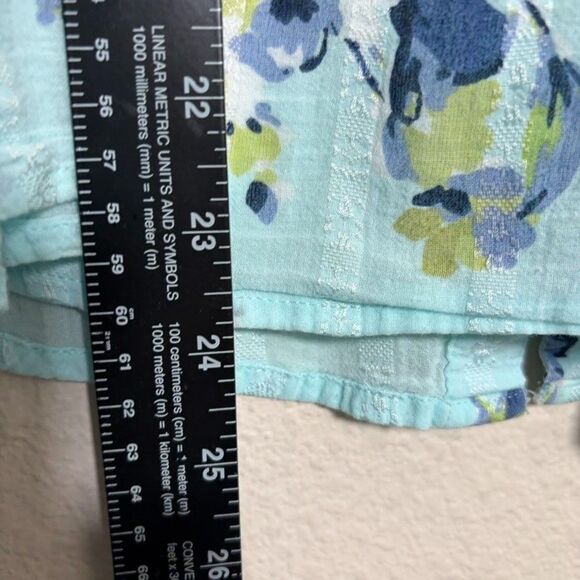 ANA Blouse Women's XXL Blue Floral Striped Sheer Boho Causal Summer Tie Top - Picture 5 of 8